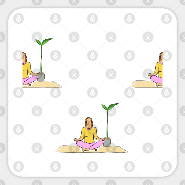 Background illustration, decorative design pattern, yoga, meditation, meditating, sports, recreation Sticker by grafinya